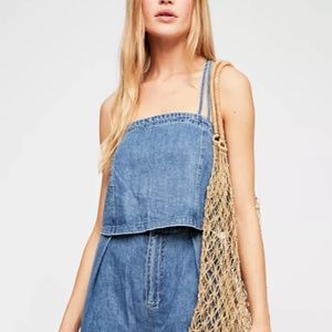 Free People Riviera Denim Crossback Top